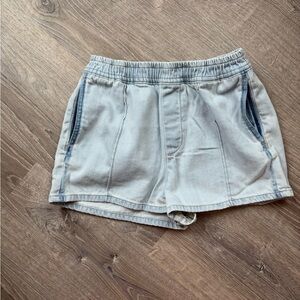 Zara Light‎ Wash Denim Pull On Shorts